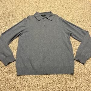 Marshall Fields Men's Cashmere Polo Sweater Sz L Preppy Quiet Luxury Old Money